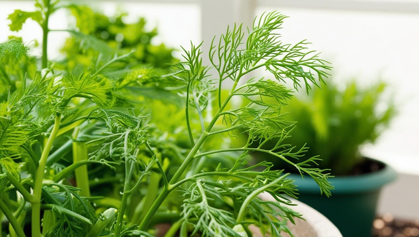 Healthy dill plant growing in a home garden - Companion Plants for Cucumbers