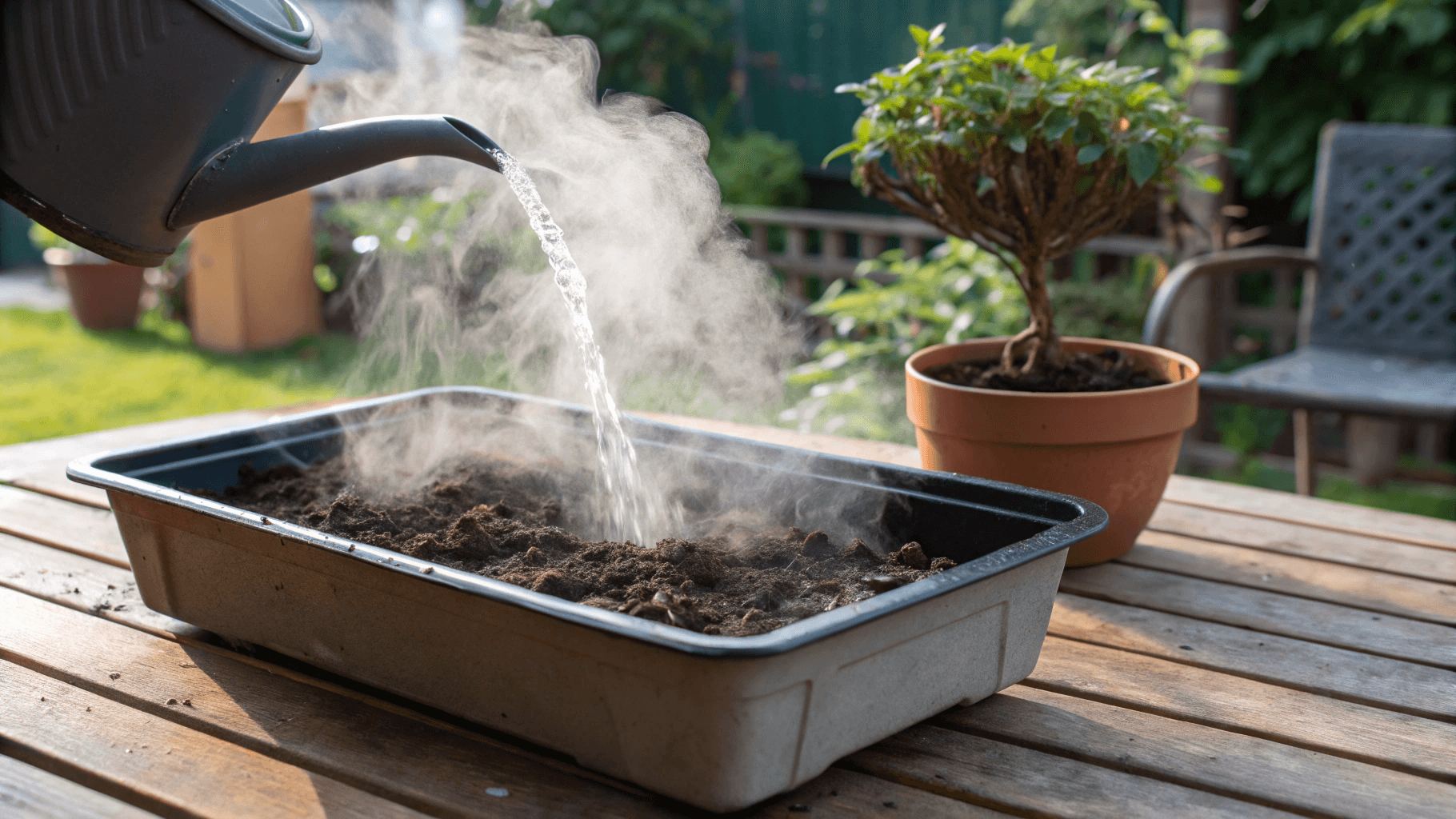 Method 5: Boiling Water Best for: Small problem areas
Why it works: Instantly kills surface pests and weed seeds
Time needed: Immediate
Watch out: Only penetrates a few inches