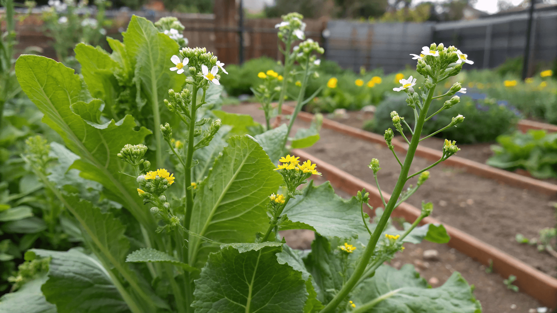 What Bolting Looks Like - Tiny yellow or white blossoms start appearing at the top of the long stalk.