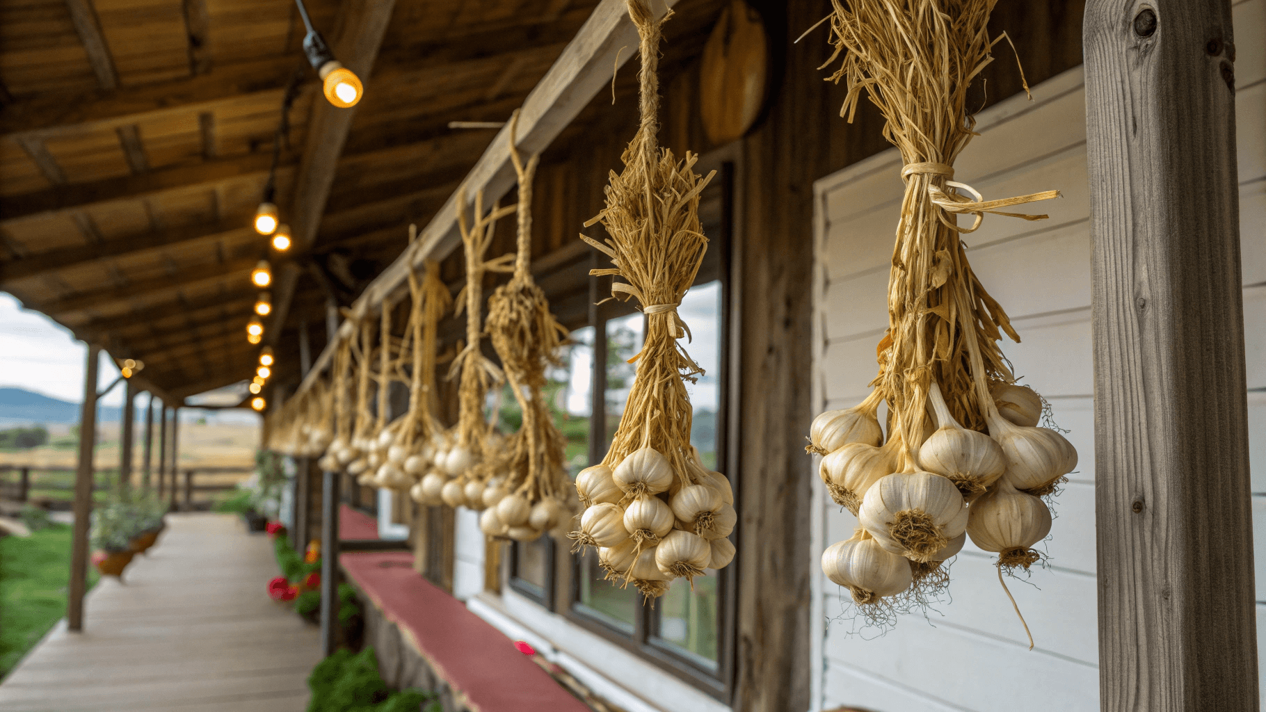 How to Cure Garlic Properly - Tie garlic in small bunches (5–10 bulbs) and hang them upside down in a dry, airy place like a shed, barn, or covered porch. Alternatively, spread them out on wire racks or mesh trays.