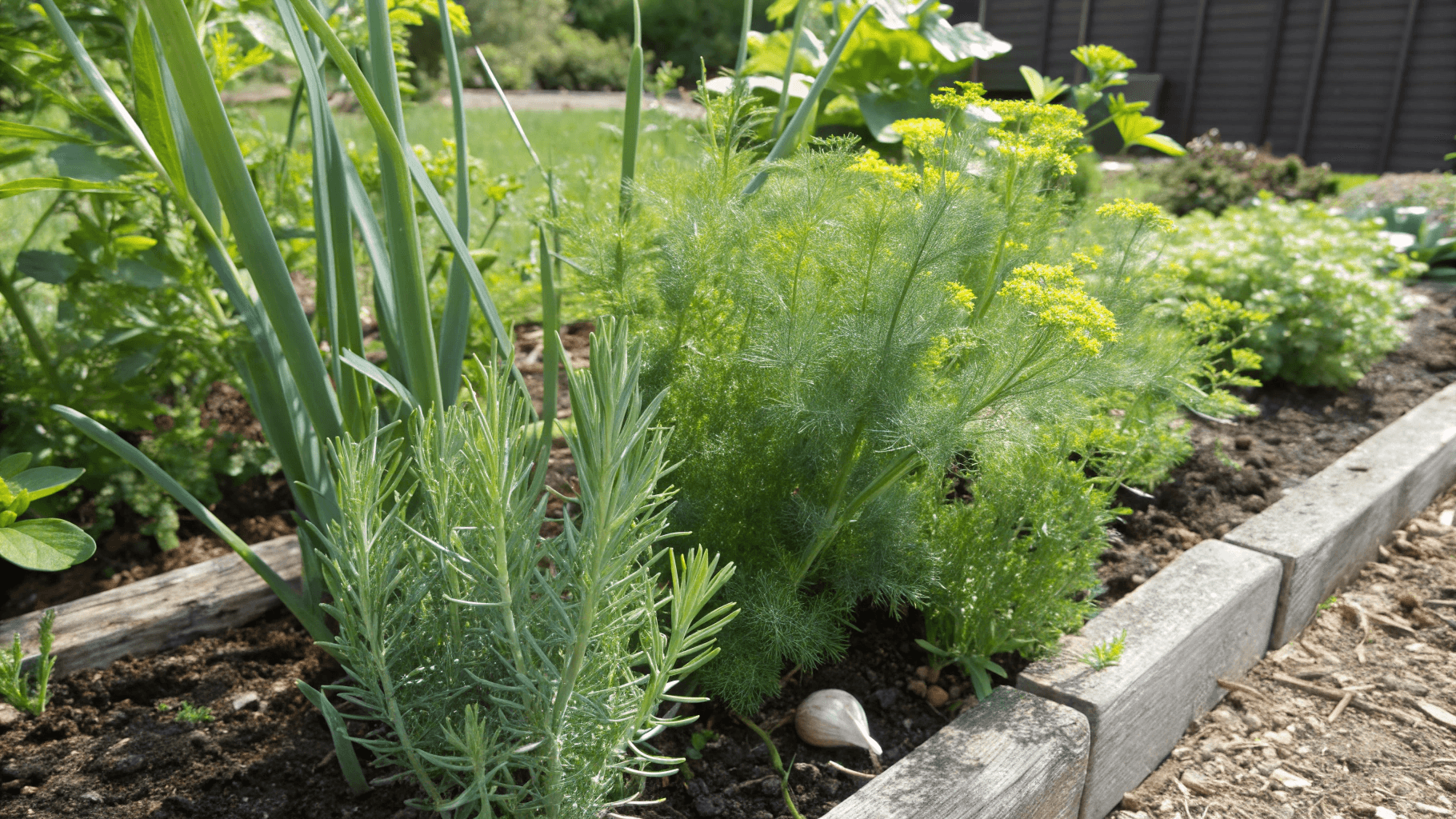Best Companion Plants for Garlic - Chamomile - Planting chamomile near garlic can enhance the growth and flavor of both plants while attracting beneficial insects that prey on pests.Dill - Dill draws predatory insects, such as ladybugs and lacewings, which feed on aphids and other garlic pests.Rue - This herb repels aphids and spider mites, offering an extra layer of protection for your garlic and nearby crops.Summer savory - When planted alongside garlic, summer savory can improve the flavor and vigor of garlic bulbs while keeping pests at bay.Yarrow - Yarrow attracts beneficial insects and improves soil health, making it a perfect companion for garlic in mixed beds.Rosemary - A fragrant and hardy herb, rosemary deters insects that could otherwise target garlic or its neighboring plants.