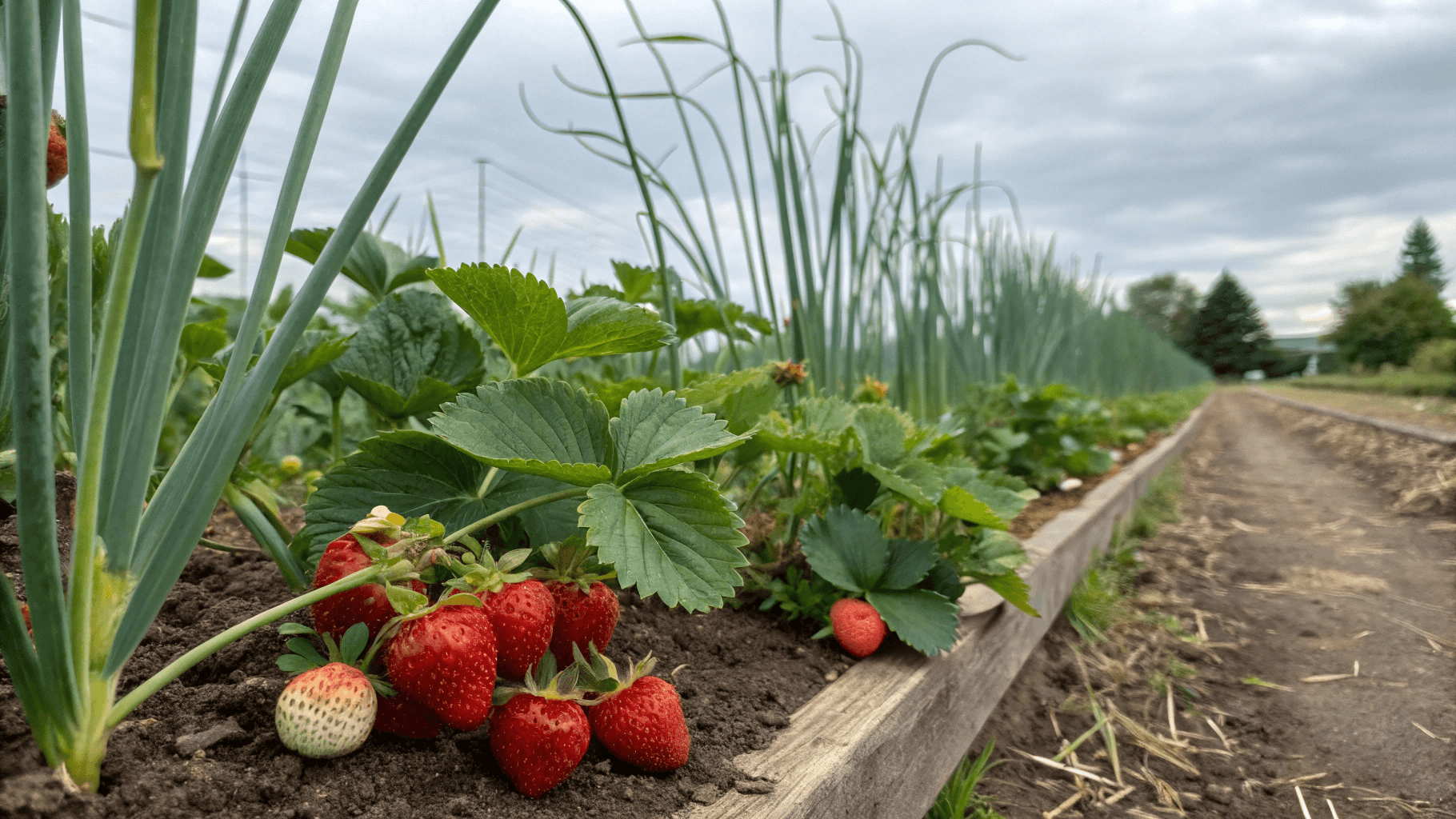 Best Companion Plants for Garlic - Garlic and strawberries are another winning combo. Garlic planted nearby can help ward off red spider mites and enhance strawberry flavor. Additionally, this pairing discourages fungal growth, which is common in strawberries during humid months.