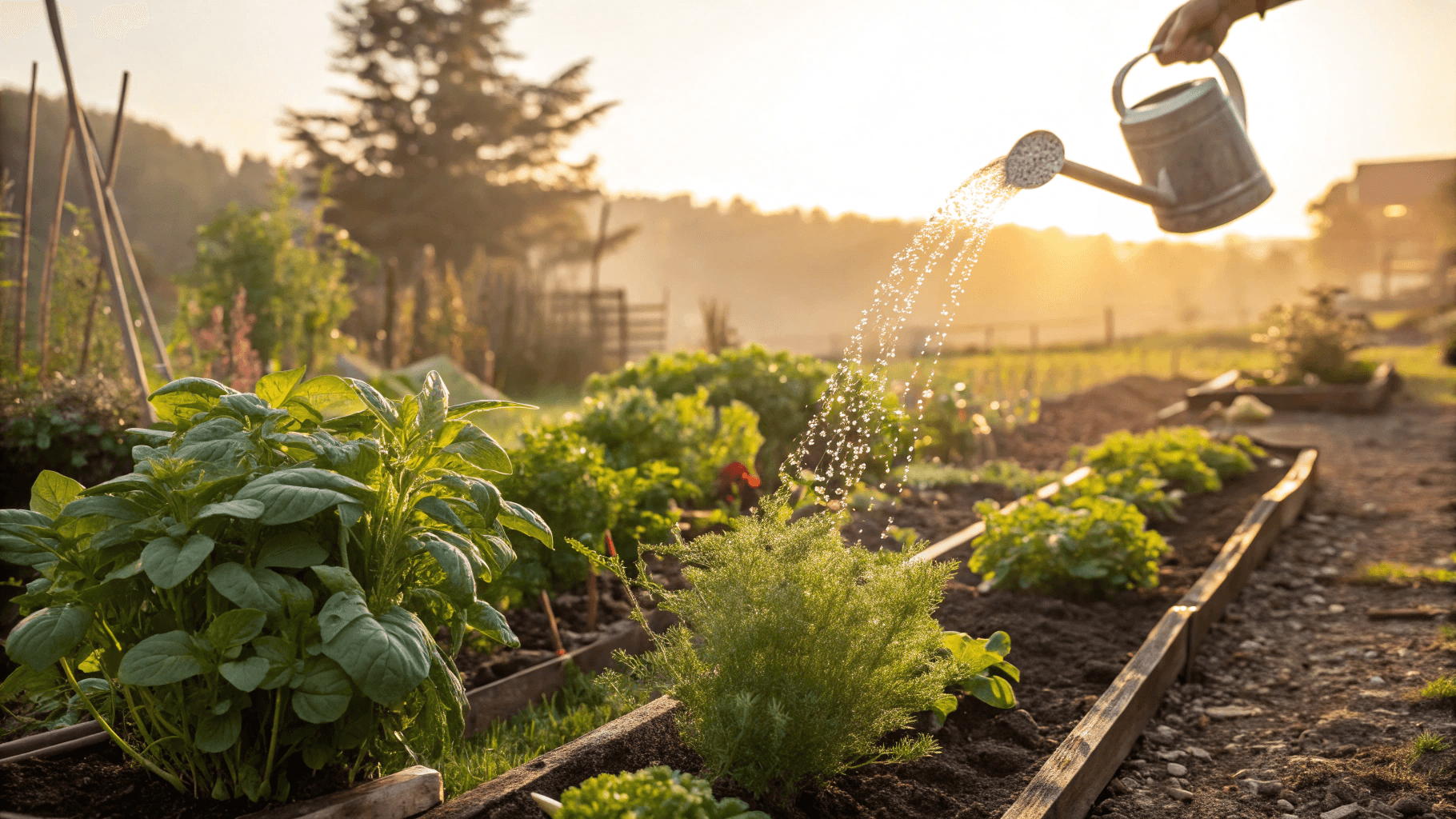 Step 10: Water, Feed, and Care for Your Plants
Most vegetables need about 1-2 inches of water per week.
You need to pay attention to how you water, manage weeds and pests. Here’s what I’ve found helpful in caring for my garden.