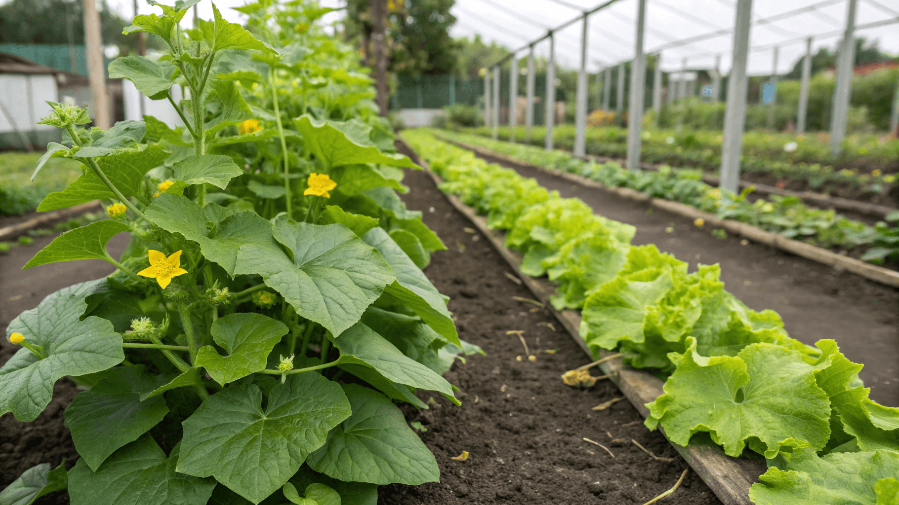 Best Companion Plants for Lettuce -  When grown vertically, cucumbers provide cooling shade without overwhelming lettuce.
