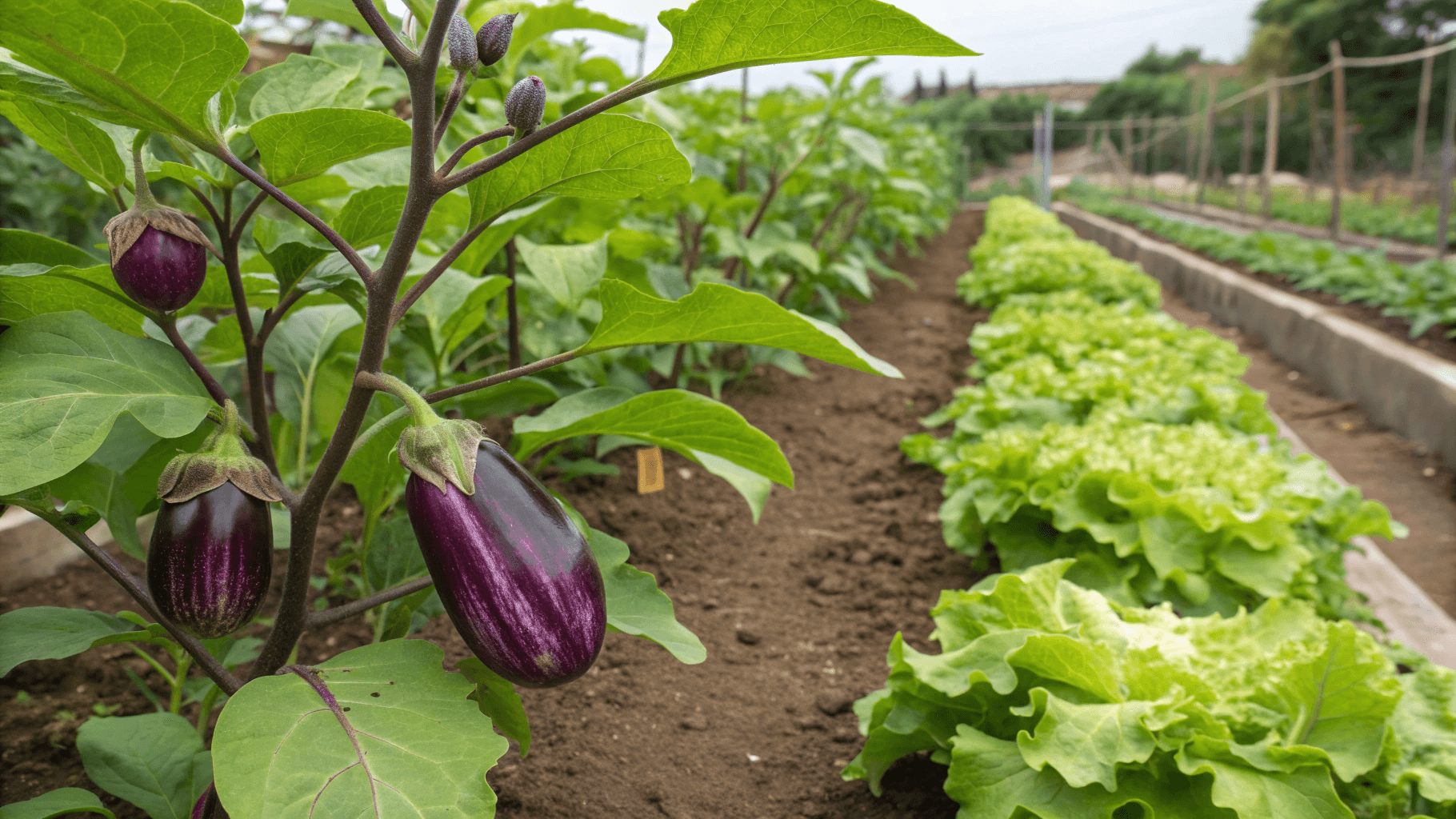 Best Companion Plants for Lettuce - While not a traditional pairing, eggplants can benefit lettuce when spaced properly. Their broad leaves offer consistent, gentle shade.