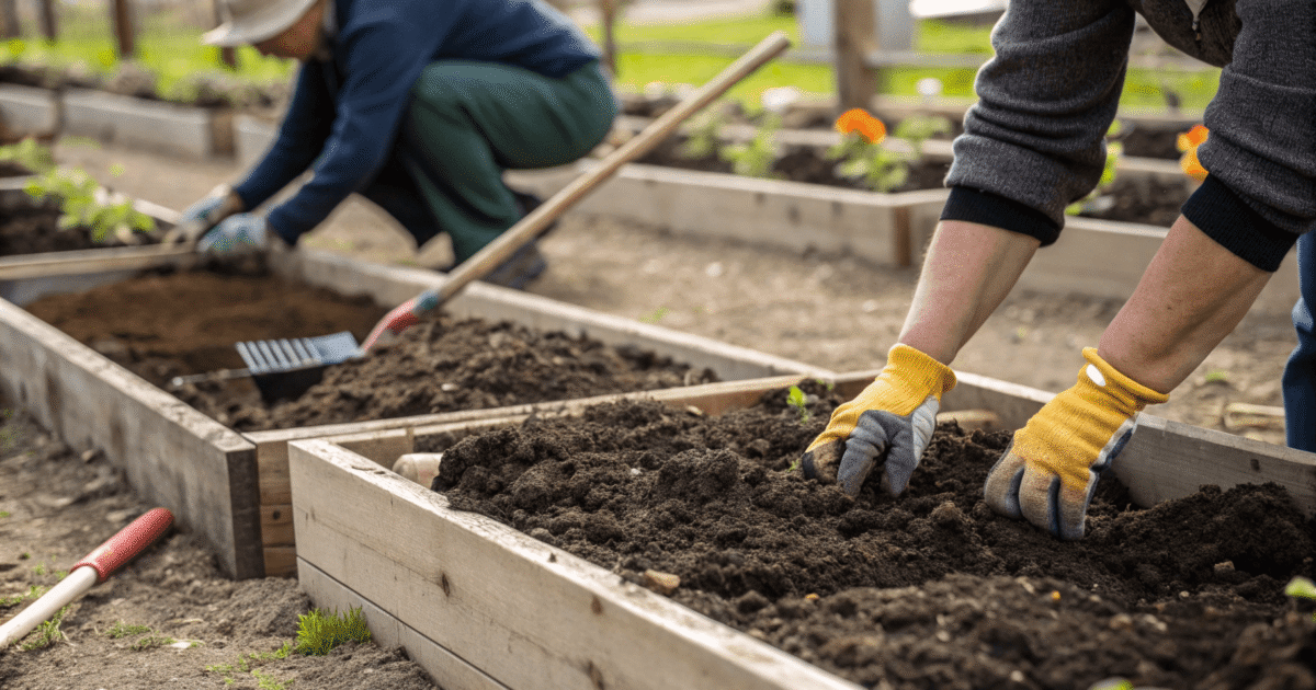 Layered raised beds improve every year. In the first season, expect some settling and uneven moisture as materials break down.