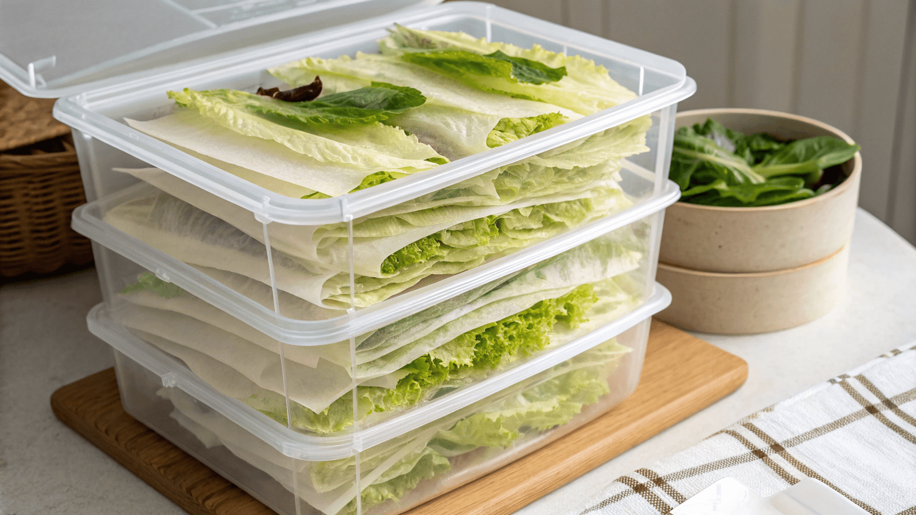 Method 1: Paper Towel + Loose Container (Best Overall) - Line a container or large bag with a paper towel
Place dry lettuce inside
Add another paper towel on top
Close loosely (do not seal airtight)