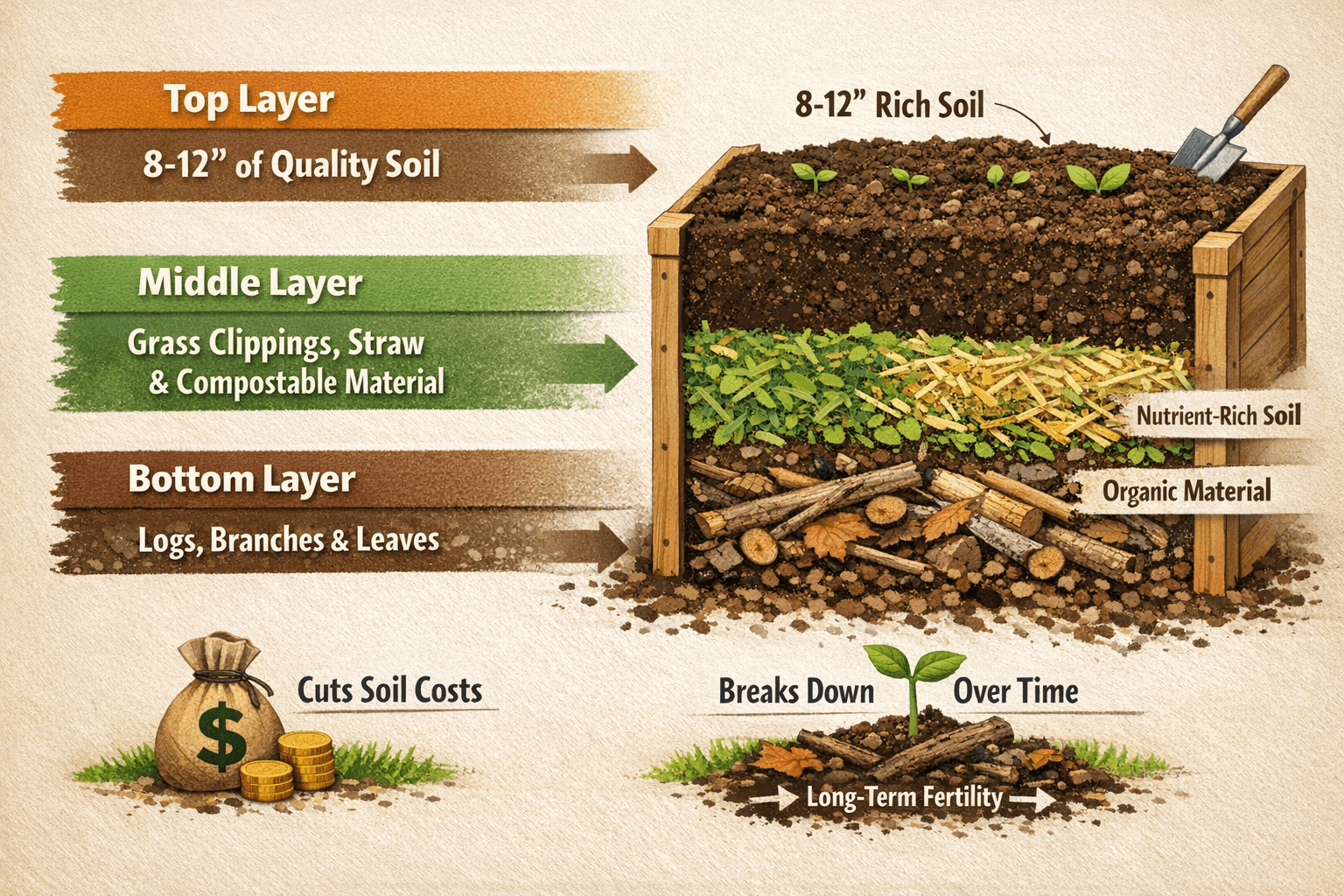 How to Fill a Raised Bed Cheaply (Hugelkultur Method)
