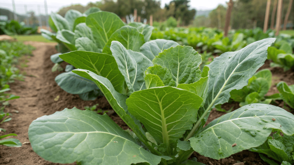 Collard Greens in the garden (close up)