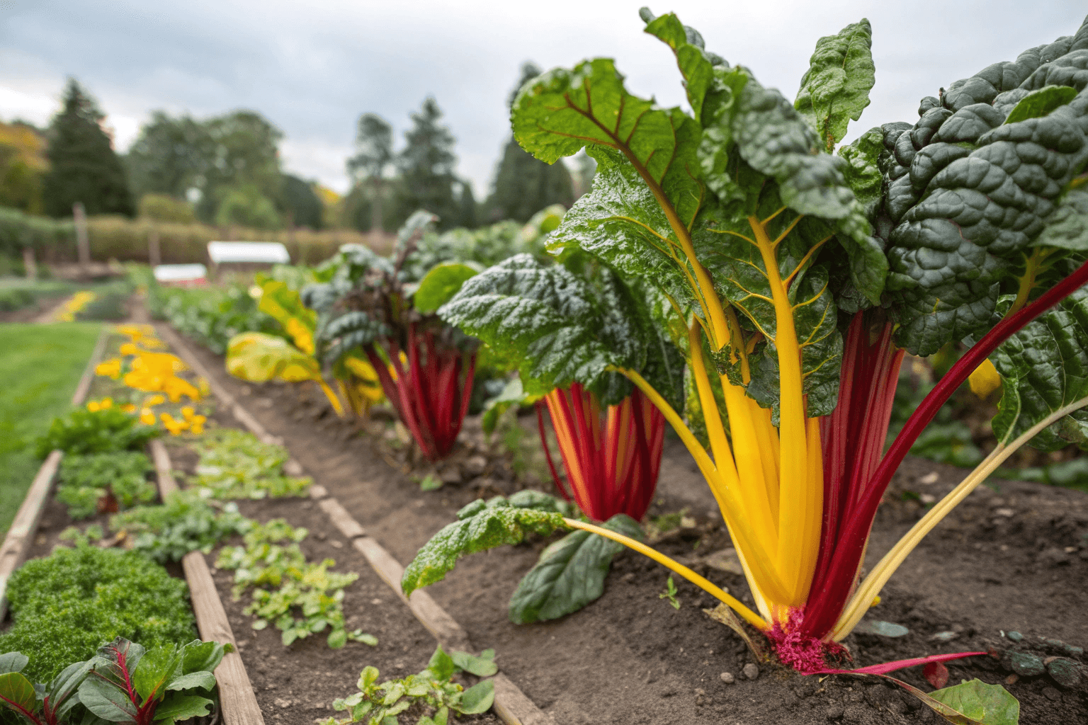 This is the most eye-catching type, with stems in red, yellow, orange, pink, and white. It’s great for home gardens and garden beds because it looks decorative while still producing tender leaves. It’s reliable, productive, and holds its color well in the garden and on the plate.