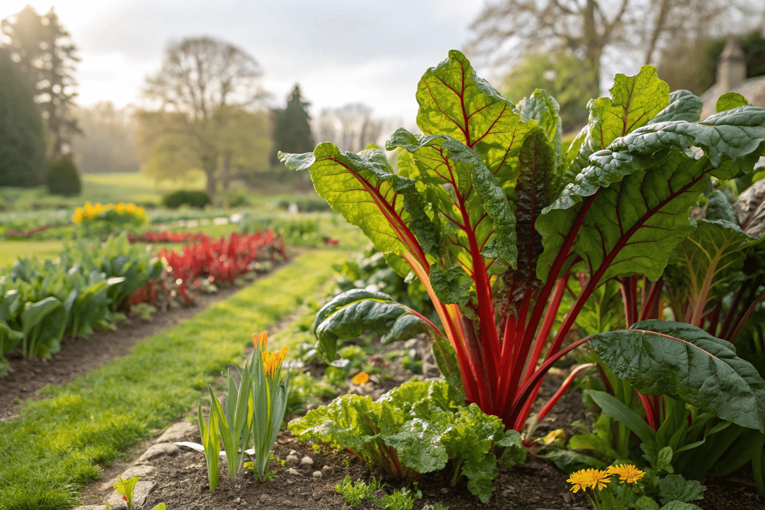 Swiss chard can be planted in spring and late summer for two main harvest seasons.