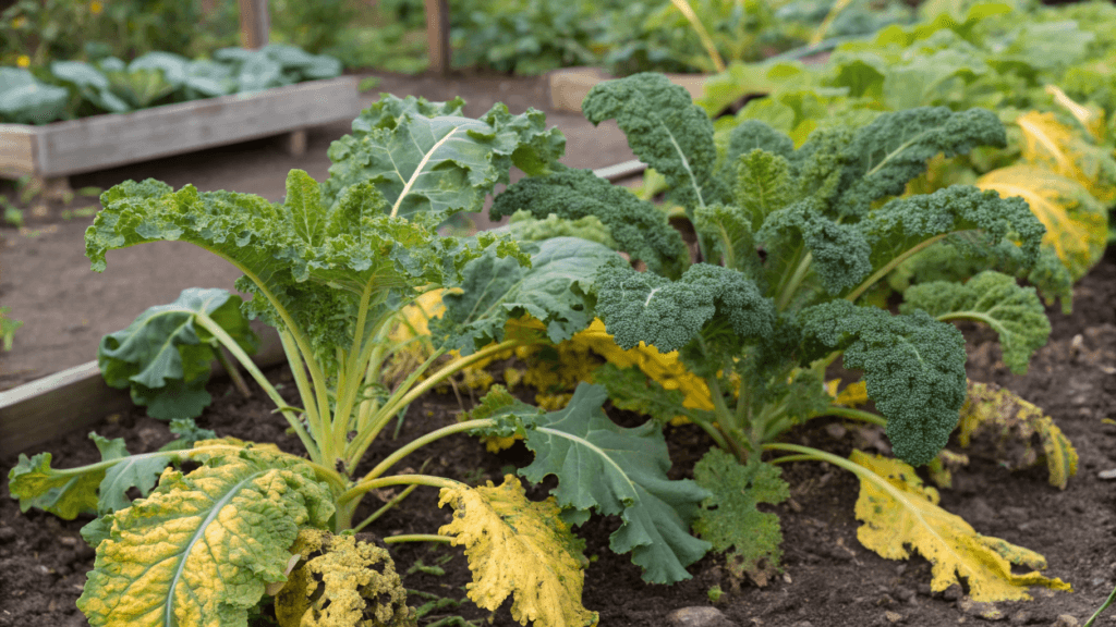 Common Soil Problems When Growing Kale - Yellowing lower leaves