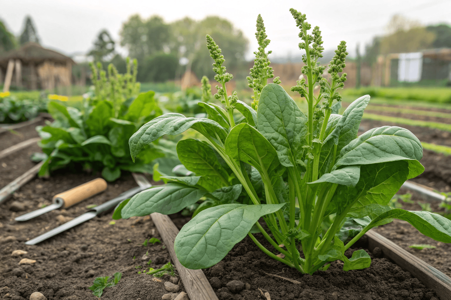 Bolting happens when spinach stops producing leaves and starts sending up a flower stalk. Once this happens, leaves become bitter and tough.