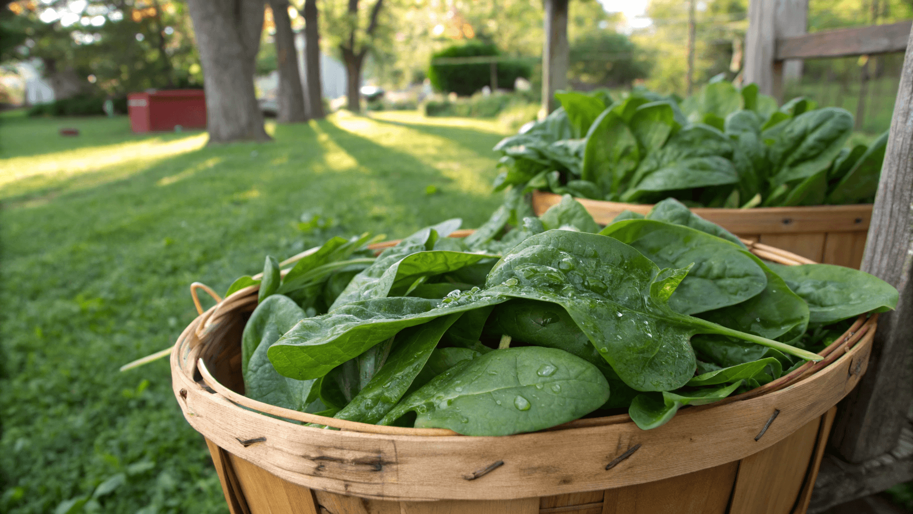Spinach is ready to harvest once leaves are about 3-5 inches long. You don’t need to wait for full size to start enjoying it.