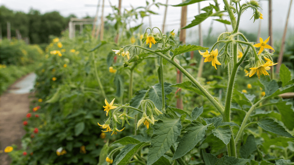 Flowering and fruiting determine how many tomatoes you actually harvest. During this stage, feeding, watering, and temperature directly affect fruit set, size, and overall yield.