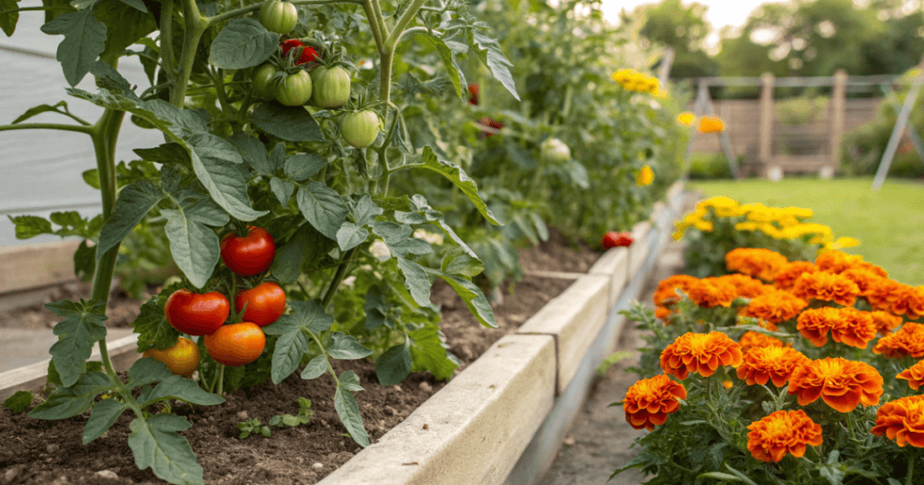 Marigold as a companion plant for tomatoes