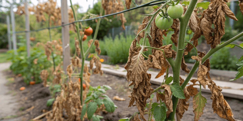 Tomatoe plants with dry leafs