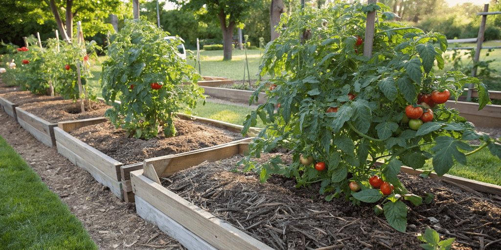 Mulching Tomatoes in Raised Beds